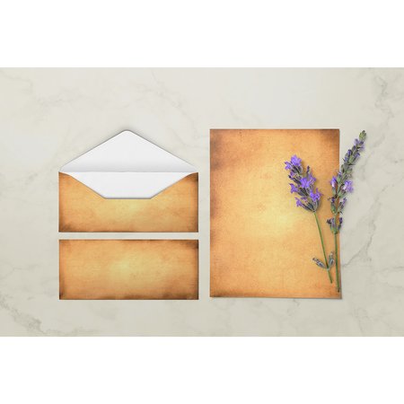 Better Office Products Aged Paper Stationery, 50 Sheets/50 Env, Antique Parchment Paper, Letter Size, 6 Designs, 100PK 63900